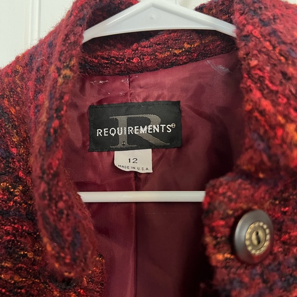 Requirements Burgundy Textured Blazer Jacket Size 12 Fall Layering - Picture 3 of 4